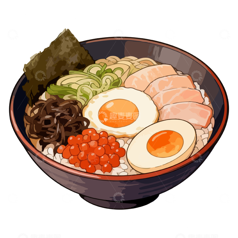 源文件下载【趣麦麦图】日式拉面美食插画设计素材
