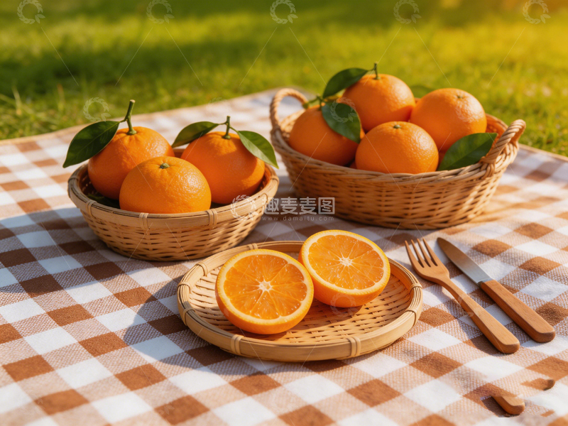 高清大图下载【趣麦麦图】田园野餐橙子静物摄影