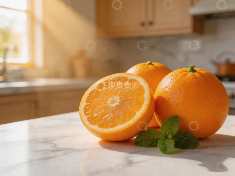 高清大图下载【趣麦麦图】厨房阳光橙果静物摄影