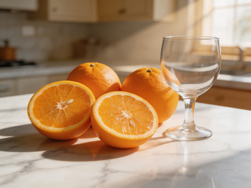 厨房橙子玻璃杯静物摄影