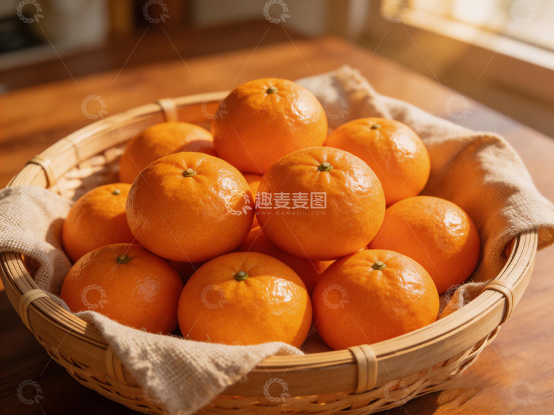 高清大图下载【趣麦麦图】竹篮橘子温馨家居摄影