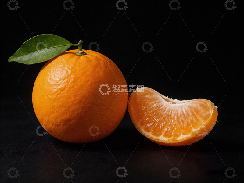 高清大图下载【趣麦麦图】黑色背景橙子特写摄影