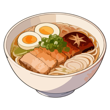 卡通风格日式拉面美食插画