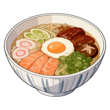 日式拉面美食插画矢量图