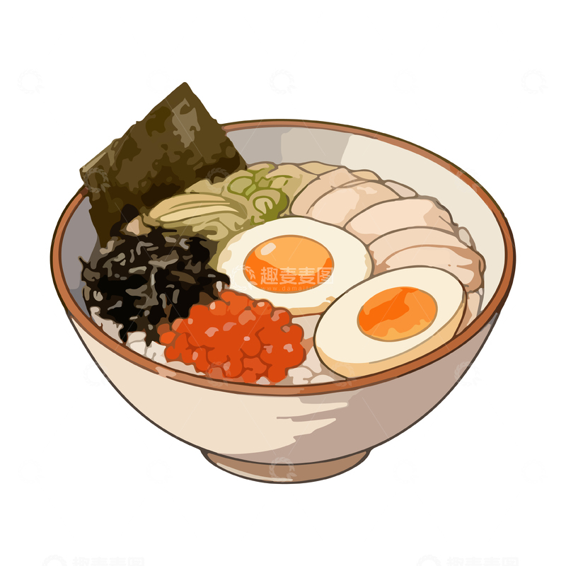 源文件下载【趣麦麦图】日式拉面插图手绘美食插画