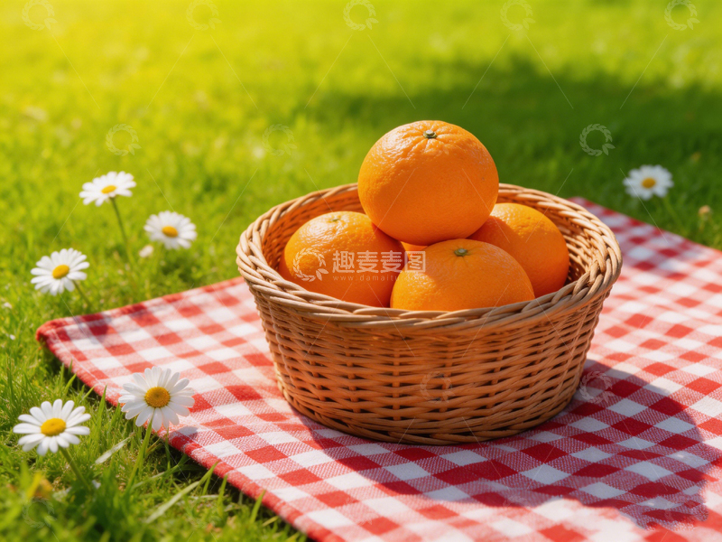高清大图下载【趣麦麦图】田园风光橘子野餐场景摄影图