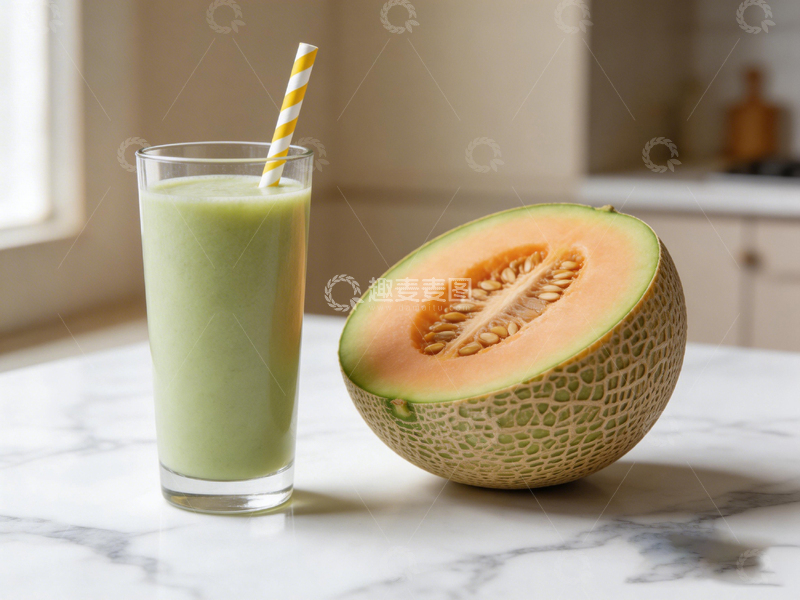 高清大图下载【趣麦麦图】清新厨房哈密瓜果汁饮品