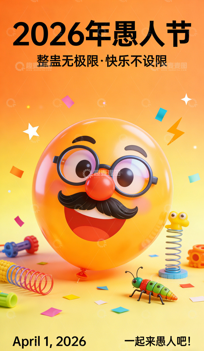 高清大图下载【趣麦麦图】卡通愚人节宣传海报设计素材