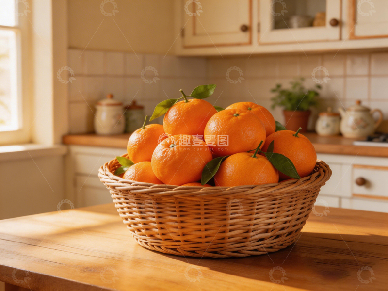 高清大图下载【趣麦麦图】田园风厨房橘子篮静物摄影