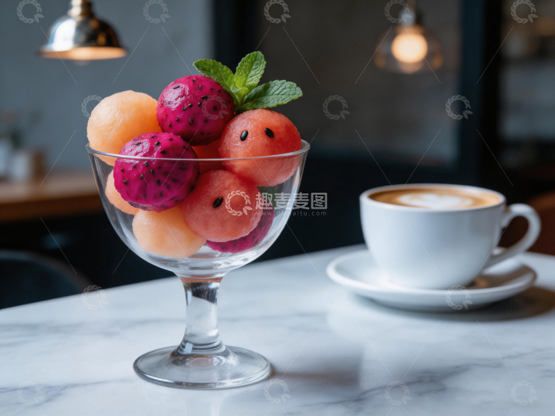高清大图下载【趣麦麦图】清新水果咖啡下午茶