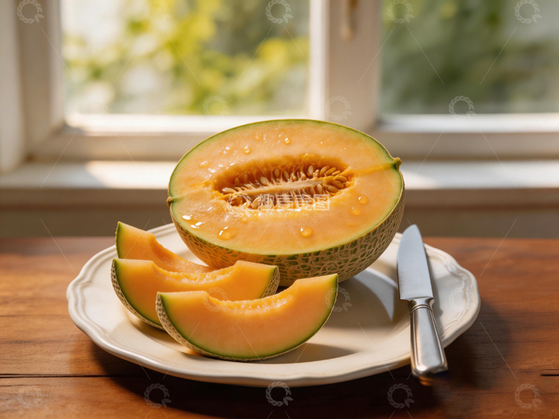 高清大图下载【趣麦麦图】清新窗边哈密瓜美食摄影