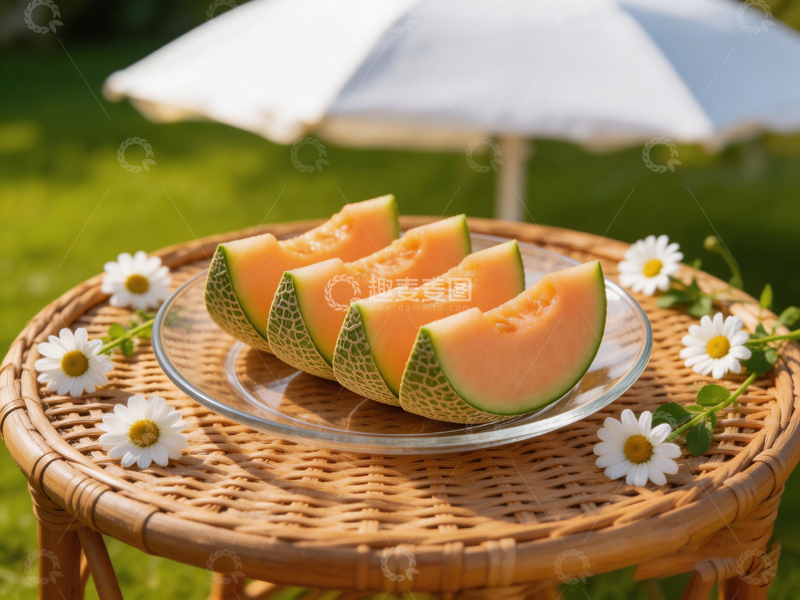 高清大图下载【趣麦麦图】夏日田园风光哈密瓜盘景