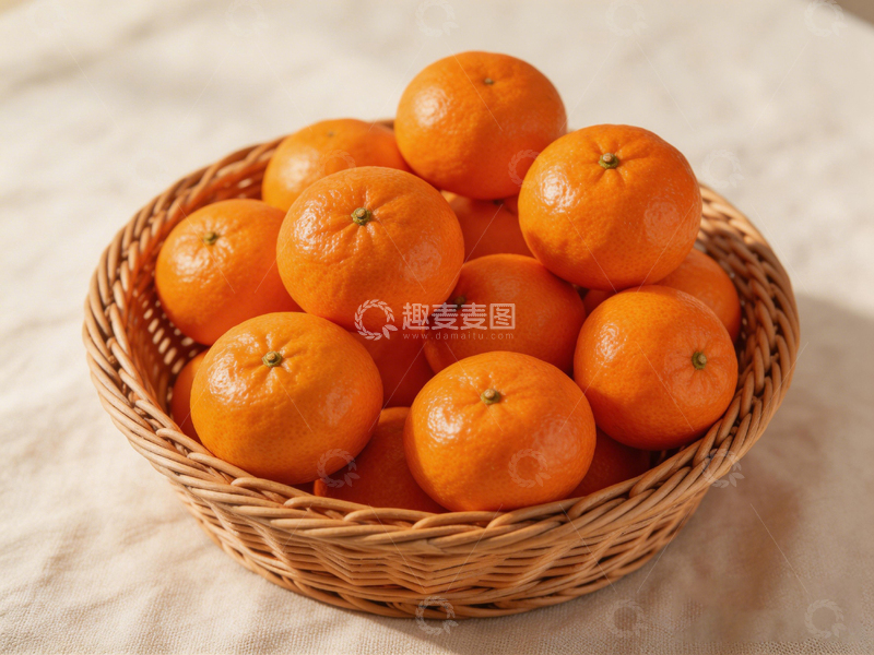 高清大图下载【趣麦麦图】柳条篮橘子静物摄影