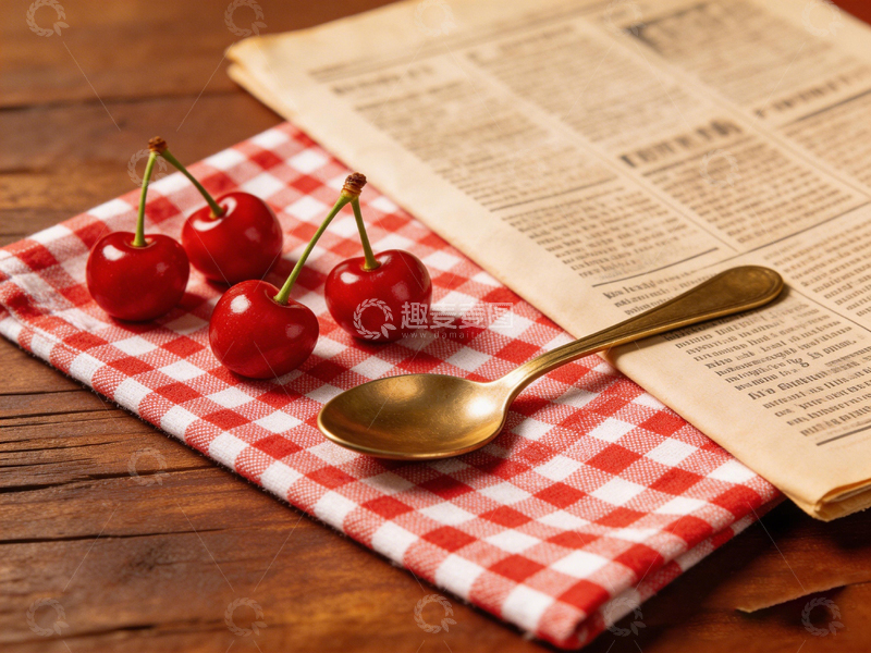高清大图下载【趣麦麦图】温馨早餐樱桃与报纸