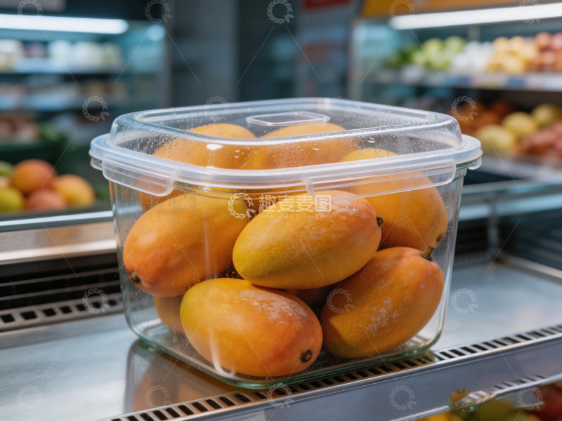 高清大图下载【趣麦麦图】超市透明盒装满芒果