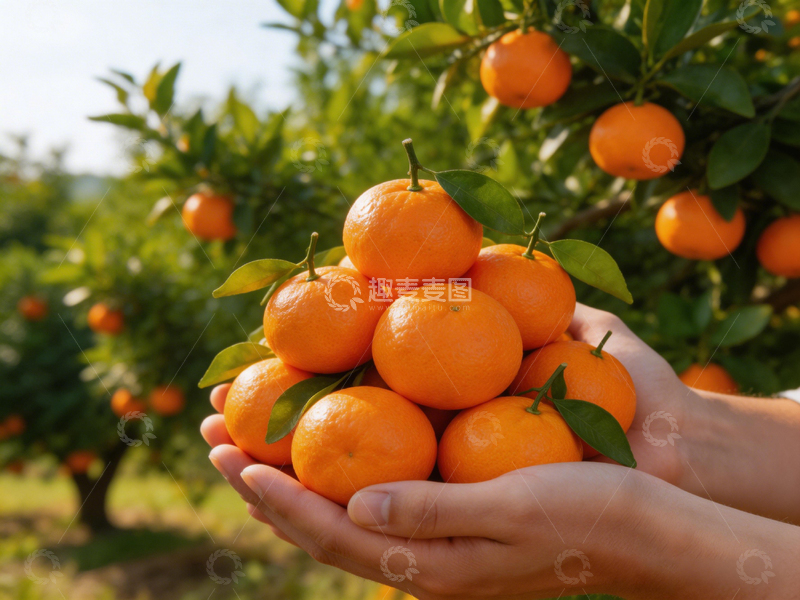 高清大图下载【趣麦麦图】丰收季橘子采摘新鲜水果图片