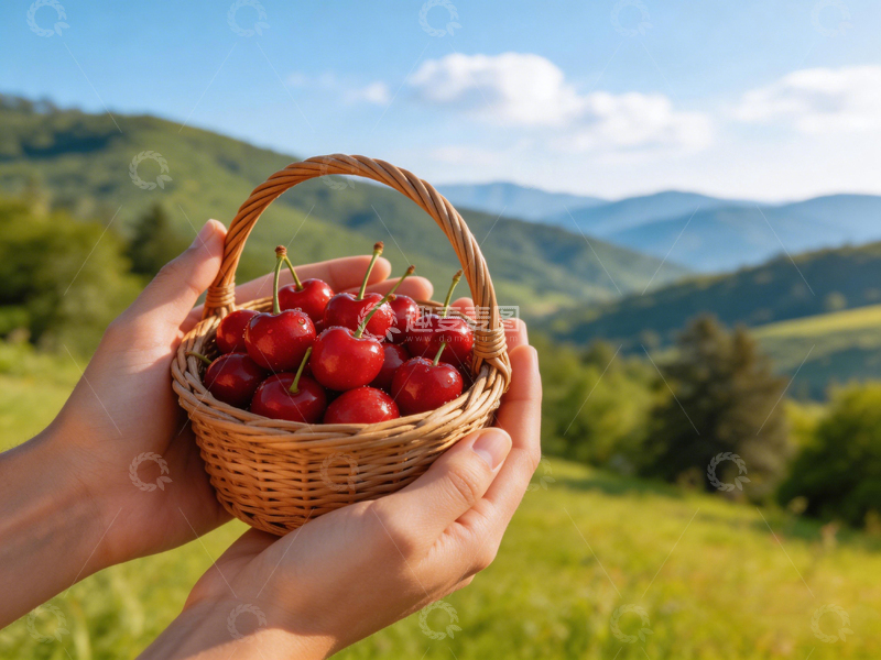高清大图下载【趣麦麦图】田园风光樱桃篮自然风光摄影