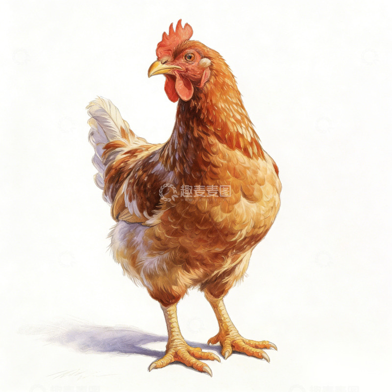 高清大图下载【趣麦麦图】水彩鸡写实插画