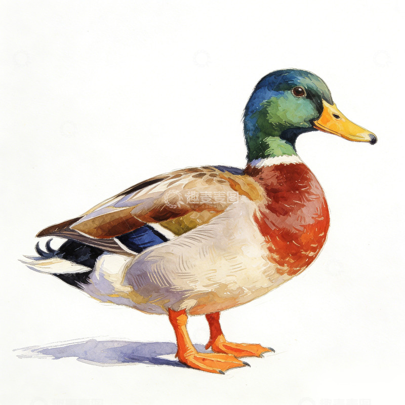 高清大图下载【趣麦麦图】水彩鸭鸟动物绘画素材