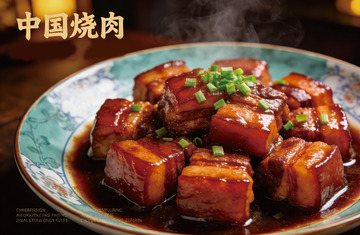 传统中国烧肉美食摄影