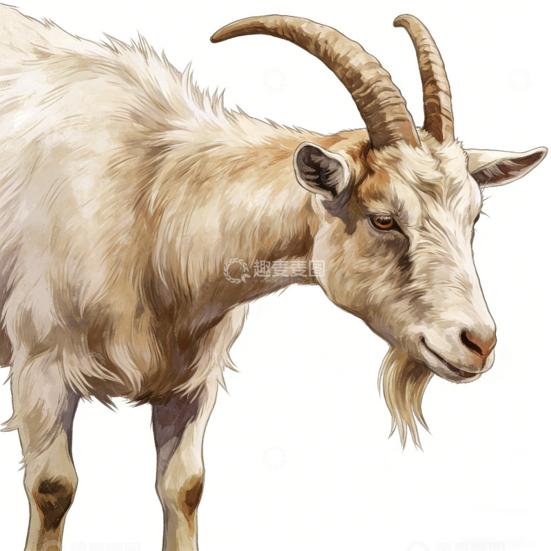 高清大图下载【趣麦麦图】写实风山羊插画素材