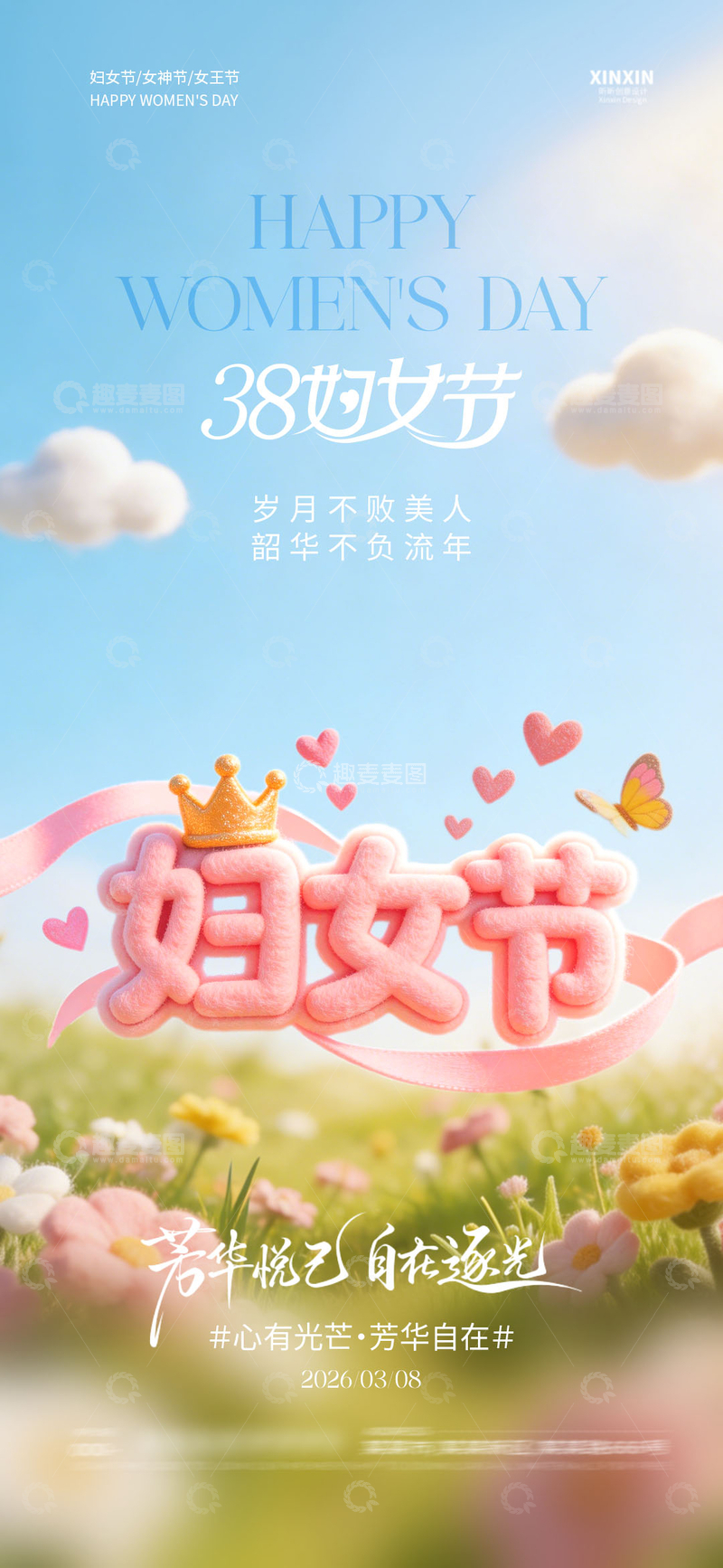 源文件下载【趣麦麦图】卡通风妇女节祝福贺卡设计素材