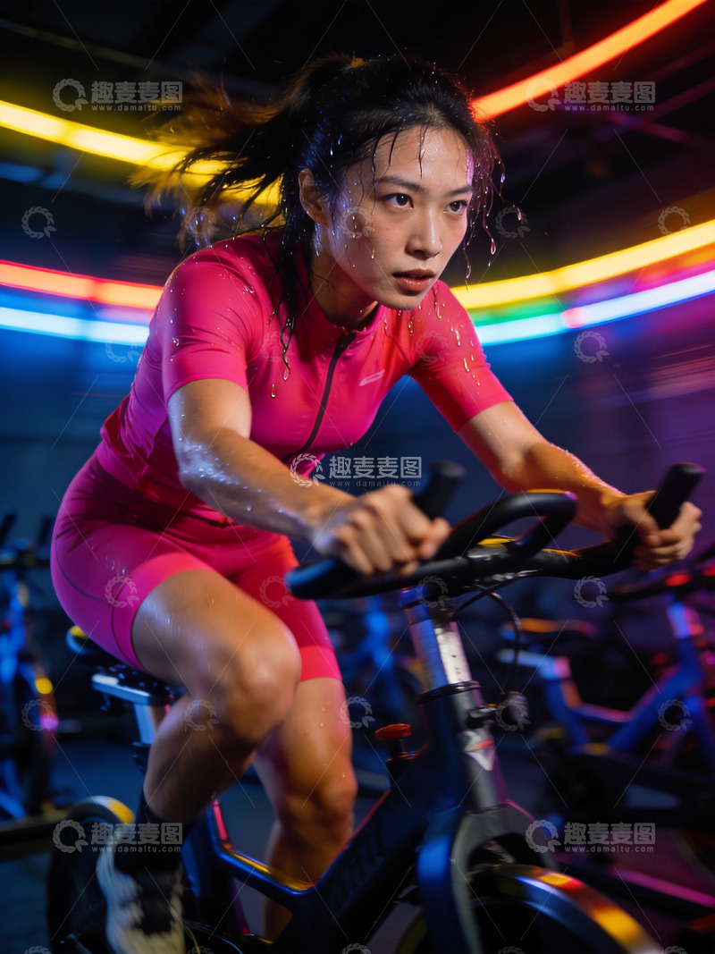 高清大图下载【趣麦麦图】动感单车健身女性