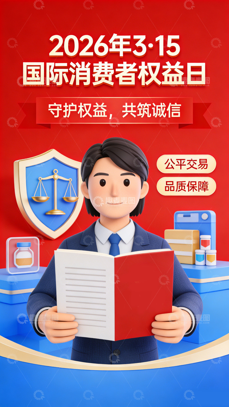 高清大图下载【趣麦麦图】315消费者权益日宣传插画