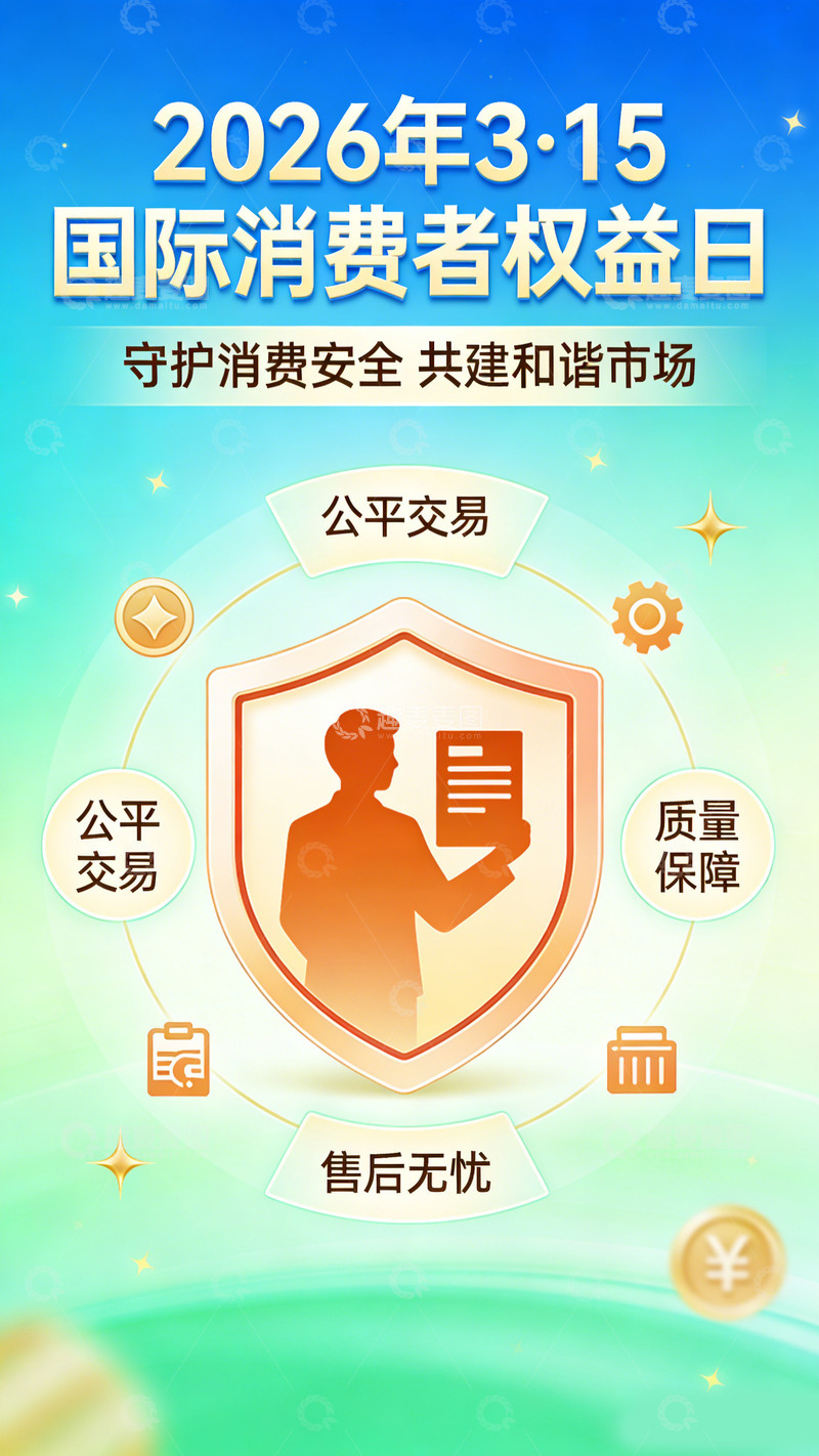 高清大图下载【趣麦麦图】2026年国际消费者权益日宣传海报