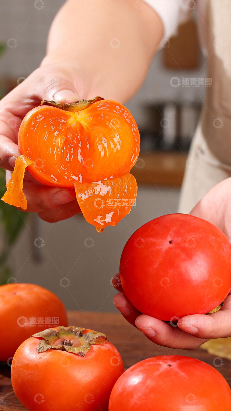 高清大图下载【趣麦麦图】新鲜柿子特写摄影图片