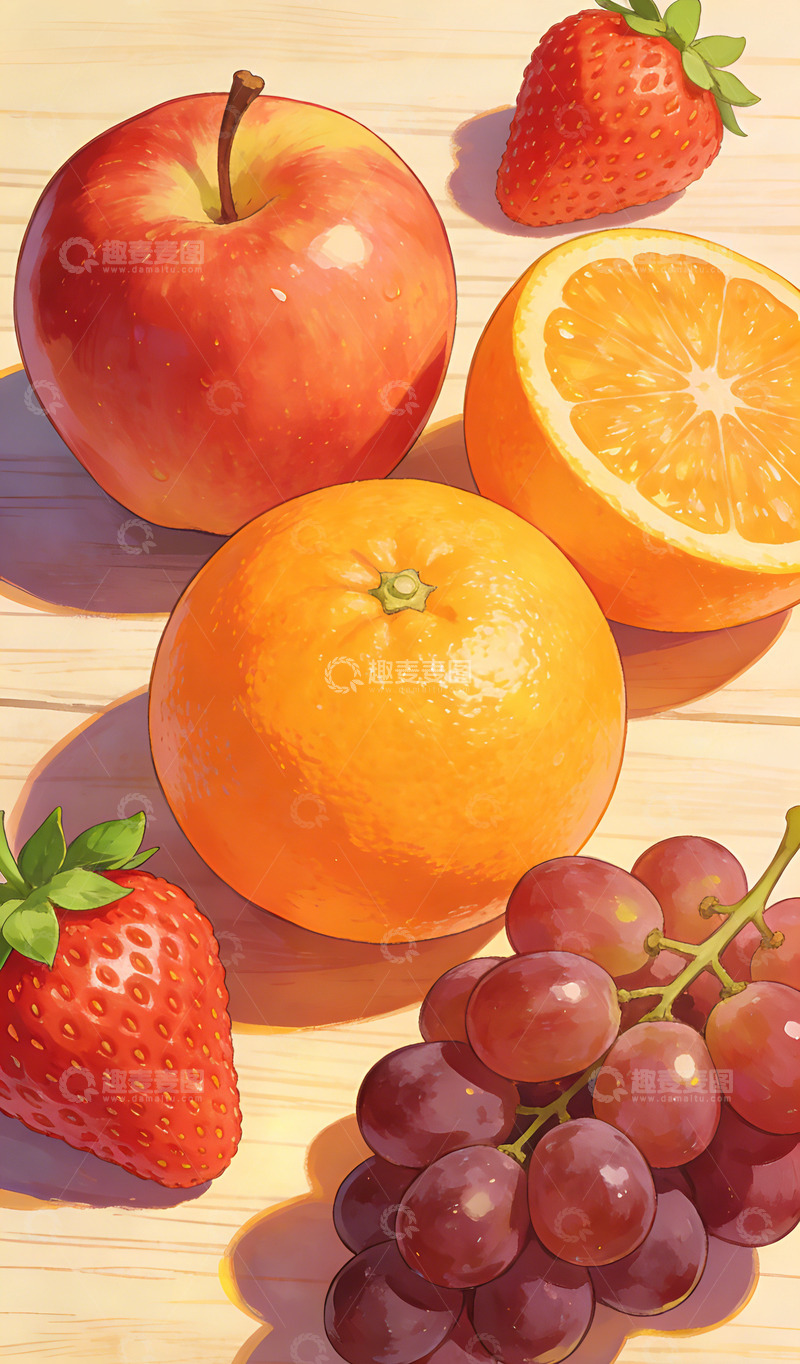 高清大图下载【趣麦麦图】水果插画风格绘画素材