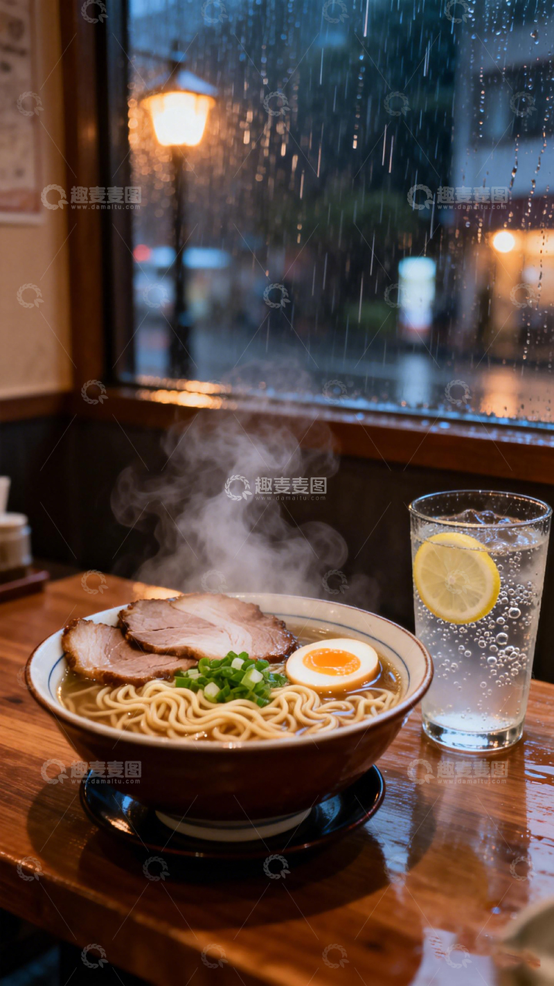 高清大图下载【趣麦麦图】雨夜拉面馆美食摄影