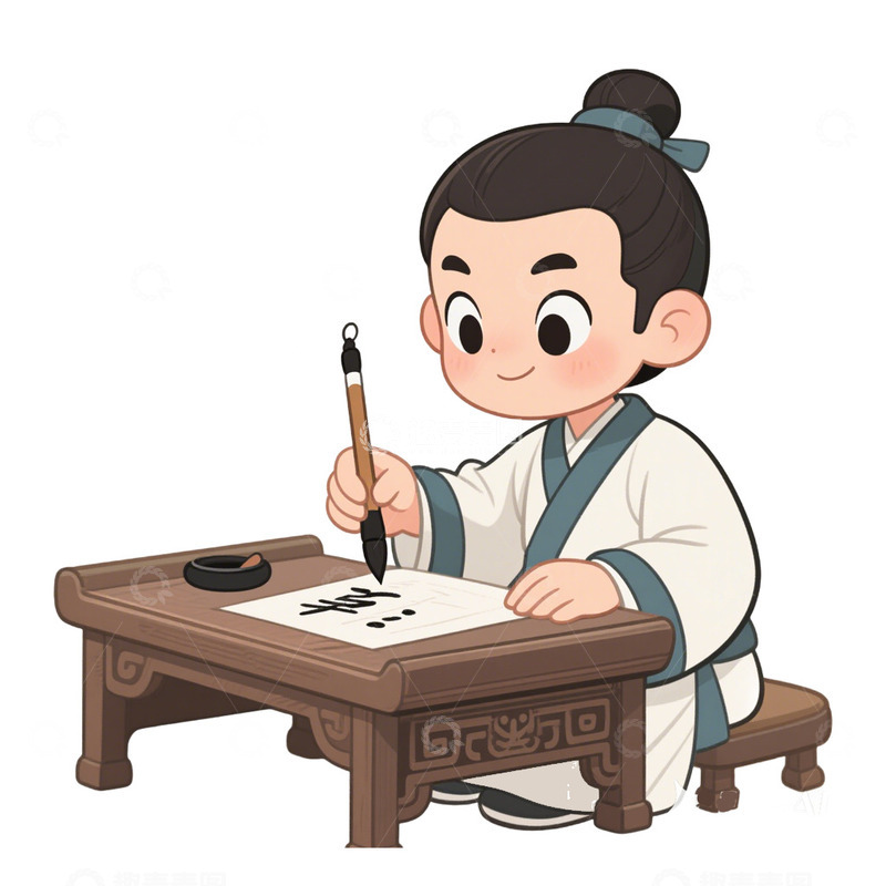 高清大图下载【趣麦麦图】-古代古人写毛笔字免抠元素