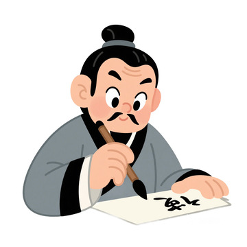 古人古代人物写毛笔字免抠元素