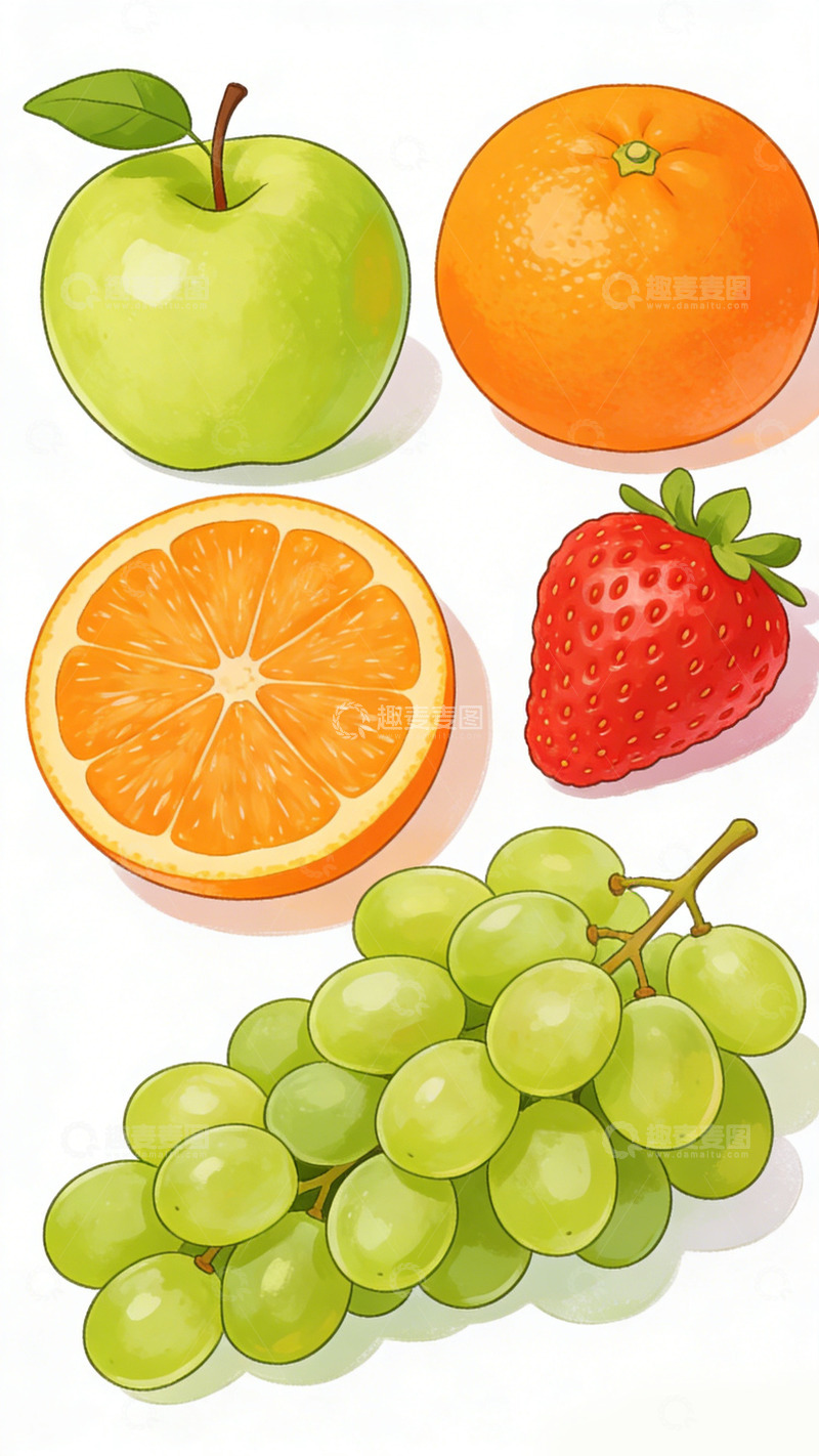 高清大图下载【趣麦麦图】水彩水果插画设计素材