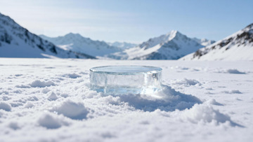 冰雪背景产品展台冰块展台冬天雪地背景电商