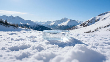 冰雪背景产品展台冰块展台冬天雪地背景冬季