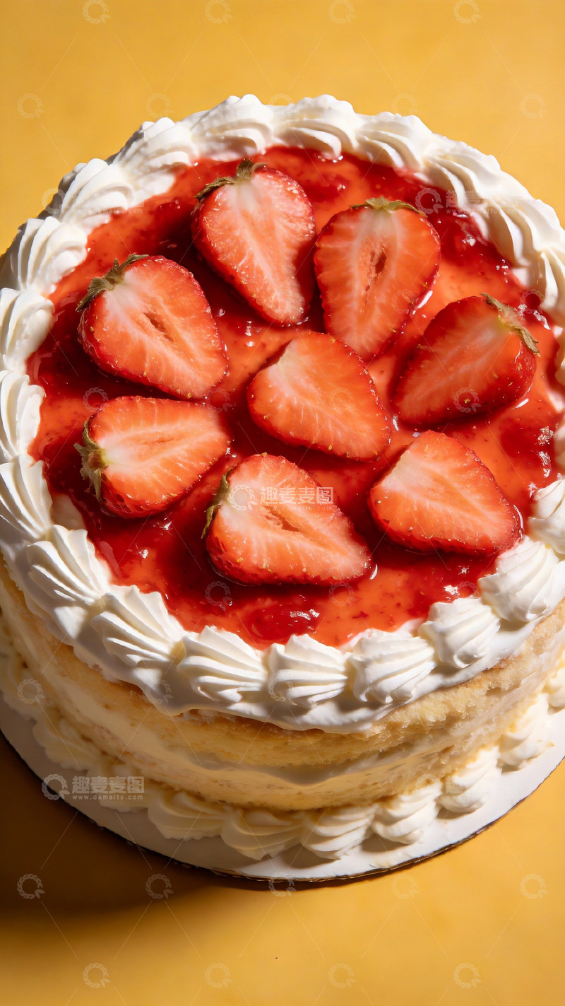 高清大图下载【趣麦麦图】草莓蛋糕特写摄影3