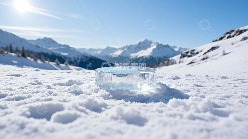 高清大图下载【趣麦麦图】冰雪背景产品展台冰块展台冬天雪地背景场景