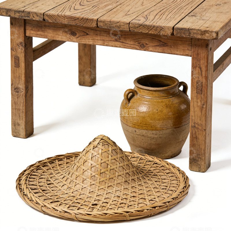 高清大图下载【趣麦麦图】古朴陶瓷与编织垫静物摄影