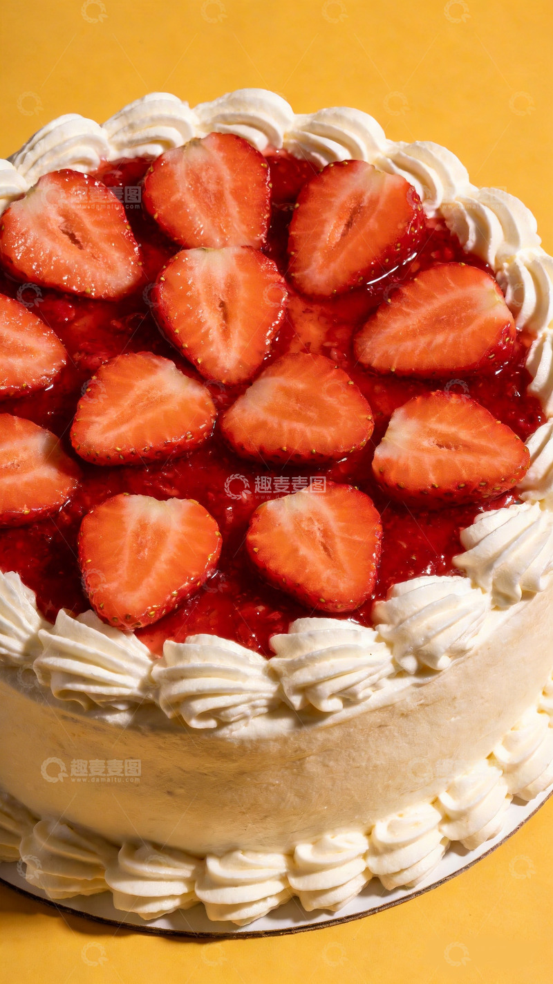 高清大图下载【趣麦麦图】草莓蛋糕特写摄影1
