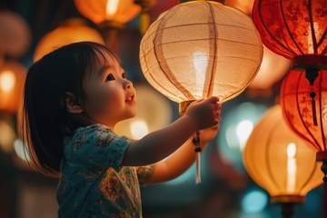 看花灯的小女孩