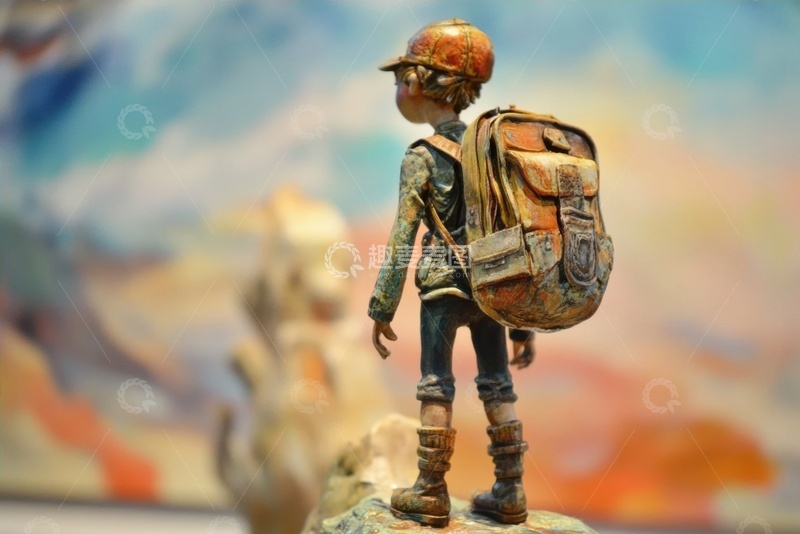 高清大图下载【趣麦麦图】背着书包的小人玩偶