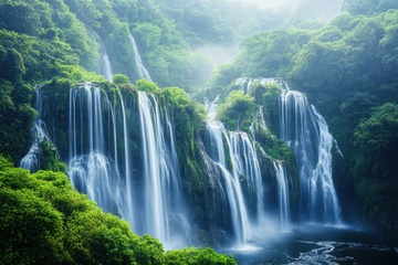 大山里的瀑布水流