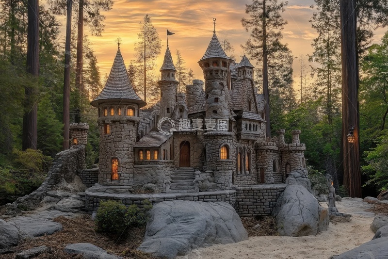 高清大图下载【趣麦麦图】山上的石塑城堡建筑