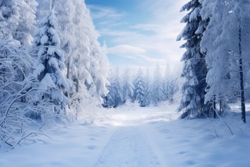 冬季雪地森林自然美景