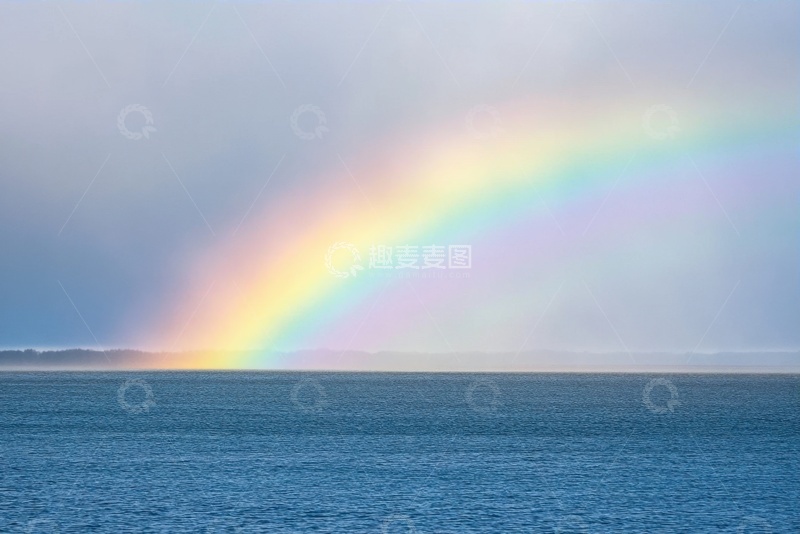 高清大图下载【趣麦麦图】大海上的一道彩虹摄影
