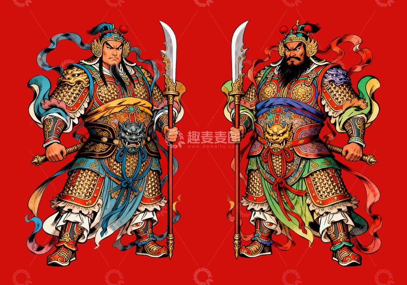 源文件下载【趣麦麦图】港漫风格门神形象3