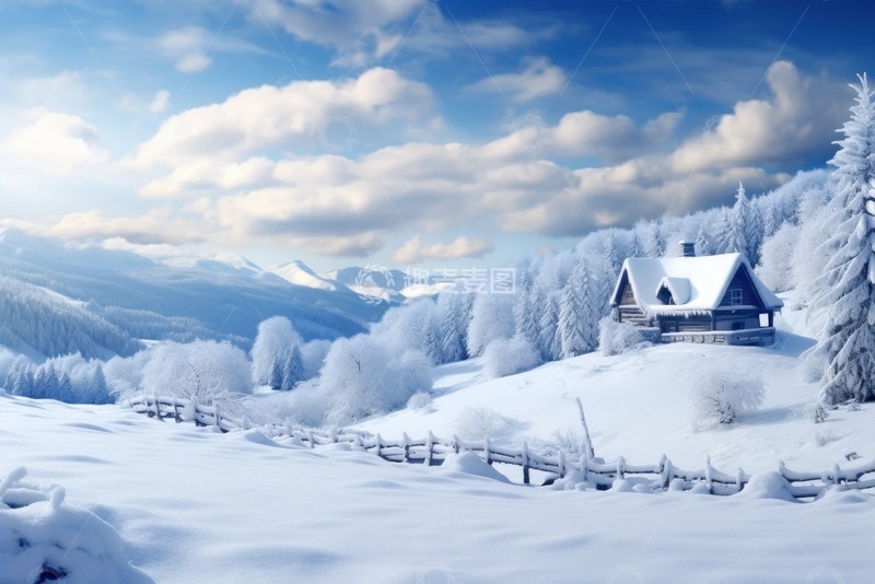 高清大图下载【趣麦麦图】-冬季农村雪地雪景