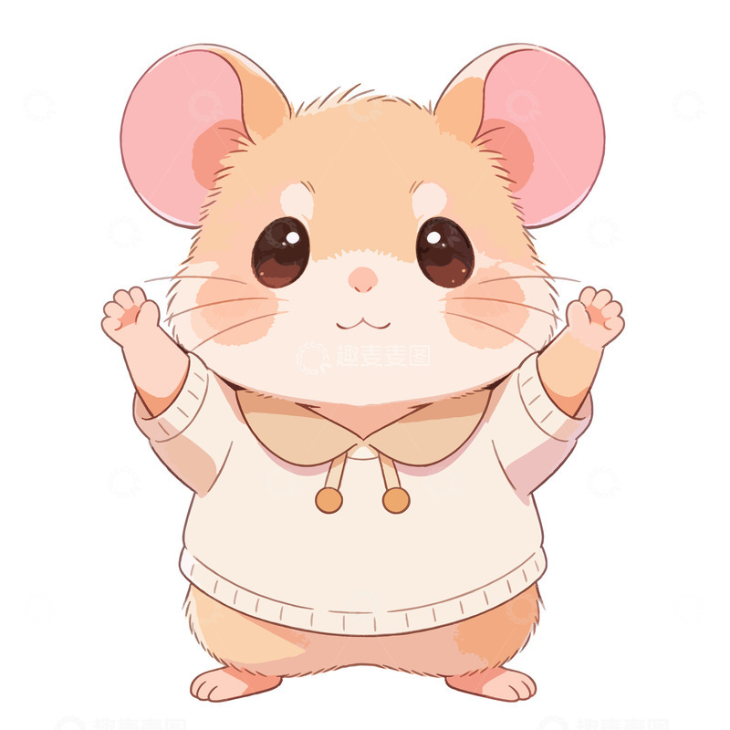 高清大图下载【趣麦麦图】卡通可爱Q版小仓鼠抱抱